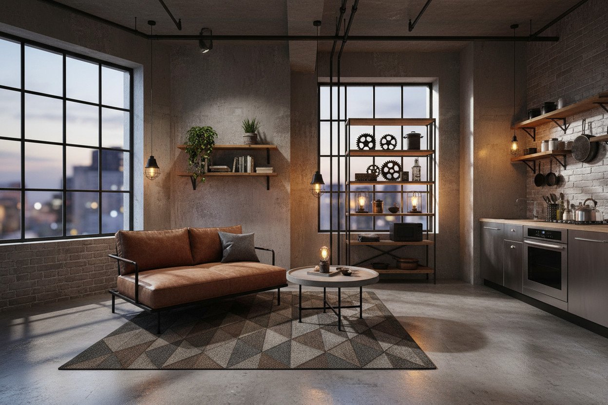 Meble i materiały, które tworzą loft w kawalerce