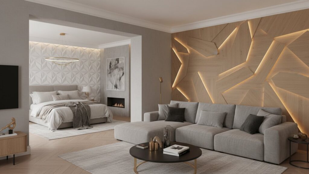 Panele ścienne 3D — efektowna dekoracja salonu i sypialni