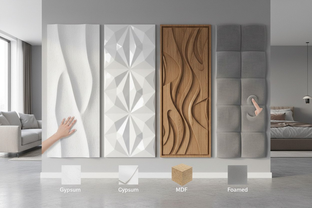 Porównanie materiałów — gips, PVC, MDF i pianka